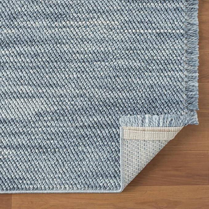 LUXE WEAVERS Solid Machine Woven Blue 6x9 Area Rug, Indoor Stain-Resistant Carpet