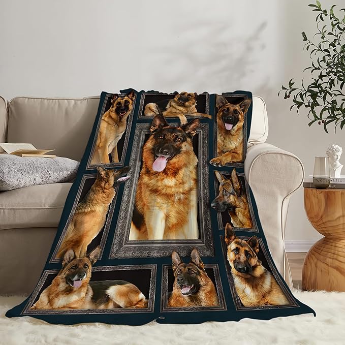German Shepherd Dog Blanket - Cute Gifts & Decor, Soft Warm Cozy Fleece Throw for Girls, Women, Kids & Adults, 50"x40"