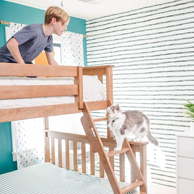 Max & Lily Bunk Bed, Twin-Over-Full Bed Frame for Kids with Trundle, Pecan