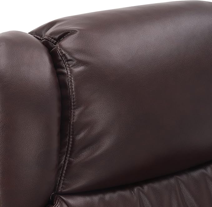MCombo Swivel Recliner with Ottoman, Faux Leather TV Chair with Vibration Massage, Ideal for Small Space, Living Room & Bedroom 4734 (Dark Brown)
