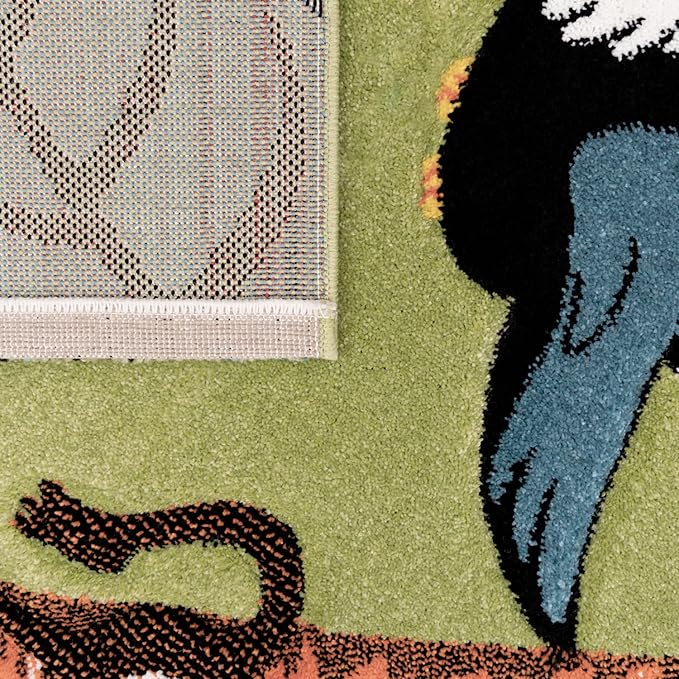 Paco Home Kids Rug for Nursery with Jungle Animals in Green, Size: 5'3" x 7'7"