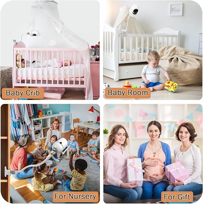 Baby Monitor Mount, Flexible Gooseneck Clip Clamp Stand Holder Compatible with HelloBaby, VTech, TP-Link, Kasa Smart, GoodBaby, Tapo, Eufy Security, Babysense, Vtimes, Kidsneed