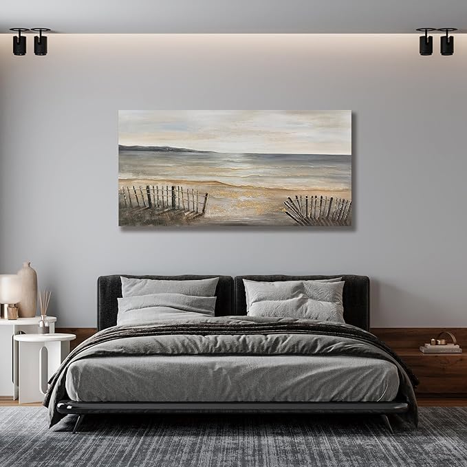 Yuaxker Ocean Large Wall Decor Grey and Gold Wall Art Modern Trendy Art Canvas Paintings Artwork for Living Room, Bedroom, Dining Room Office Decor 30x60 inch