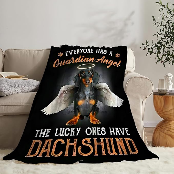 Dachshund Throw Blanket - Cute Dog Gifts and Decor for Girls, Women, Kids, Adults - Soft Warm Cozy Fleece for Couch, Sofa, Bed - 80"x60"