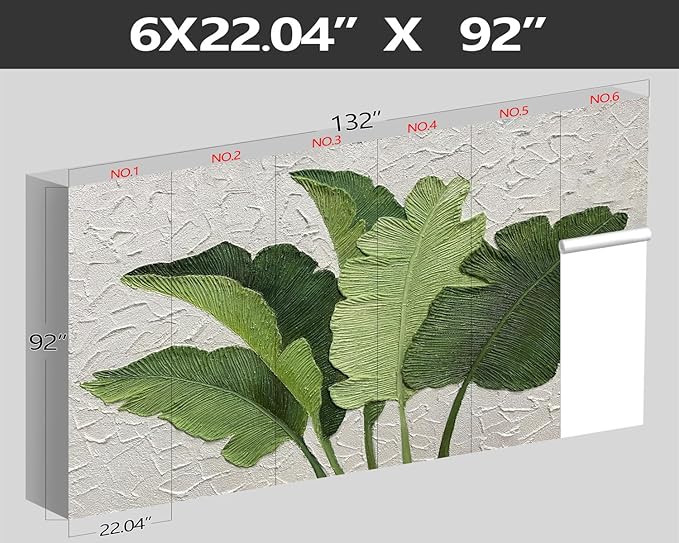 XMPMBM-Hand-Painted Banana Leaf Art Fabric Wallpaper Graffiti Green Leaf Living Room Bedroom Bathroom Wall Mural-W 132" X H 92"(93 Square Foot)