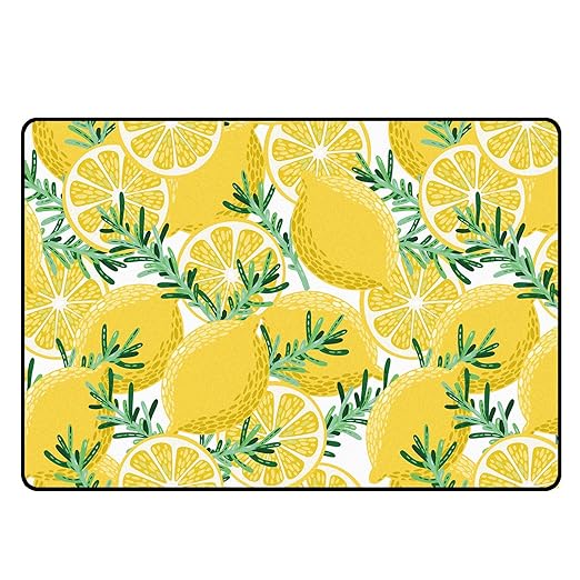 Lemon Rug Yellow Area Rugs for Bedroom Dorm Living Room Lemon Tree Throw Rug Floor Mat Pad Doormat Carpet, 3' x 5'(90 x 160cm)