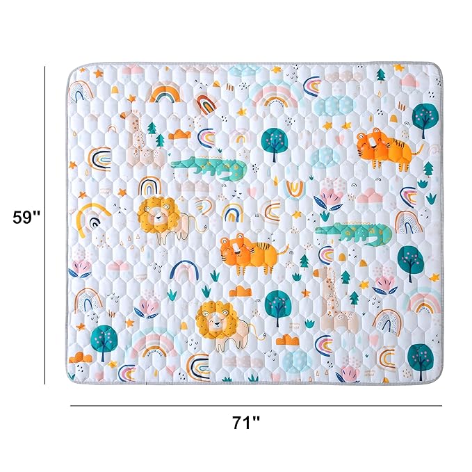 Baby Play Mats for Floor, 71"×59" Playpen Mat, Thick Cushioning Padding Foam Playmat, Washable Crawling Mat for Baby and Toddlers Infants to Play and Learn
