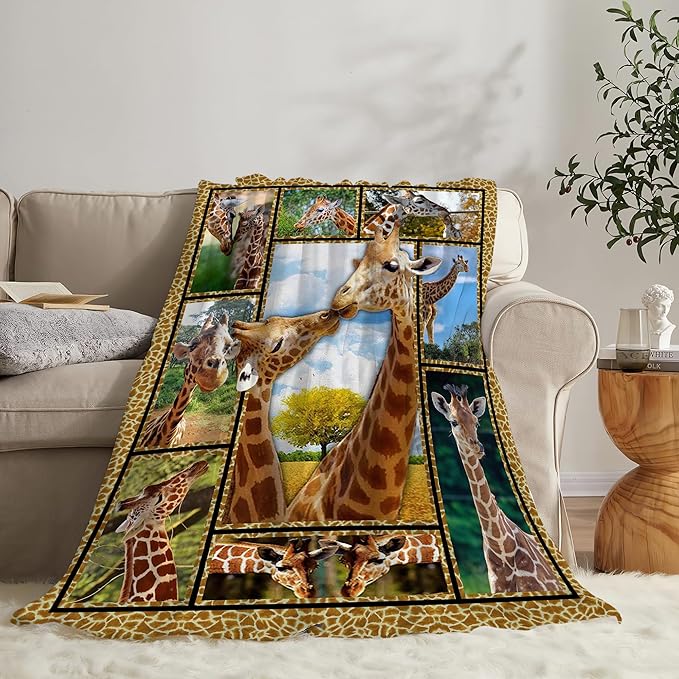jerkboo Giraffe Blanket Throws Giraffe Gifts Giraffe Lovers Throw Blanket for Girls Boys Kids Adults Soft Warm Cozy Fleece Blanket for Couch Sofa Bed 50""x40""