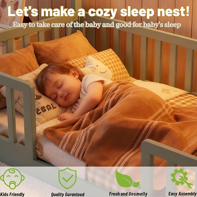 Twin Size House Bed for Kids, Low Profile Montessori Bed Twin with High Railings, Wood House Shape Montessori Beds with Light & Roof for Kids, Gray