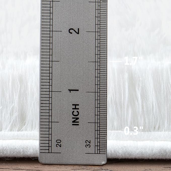 Fluffy 2x3 Rug - Small Rugs for Bedroom - Height Pile 1.4" Plush Rug - Fuzzy Throw Rugs Carpet for Bedroom - White