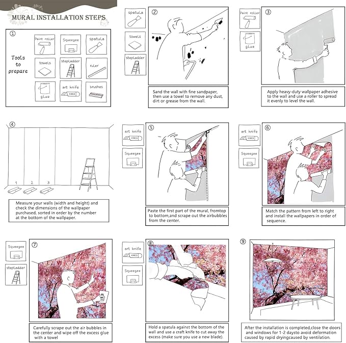 AFZEVEB-Pink Flower Wallpaper Natural Landscape Floral Wall Mural for Bedroom 159"x107"(Not Peel and Stick)