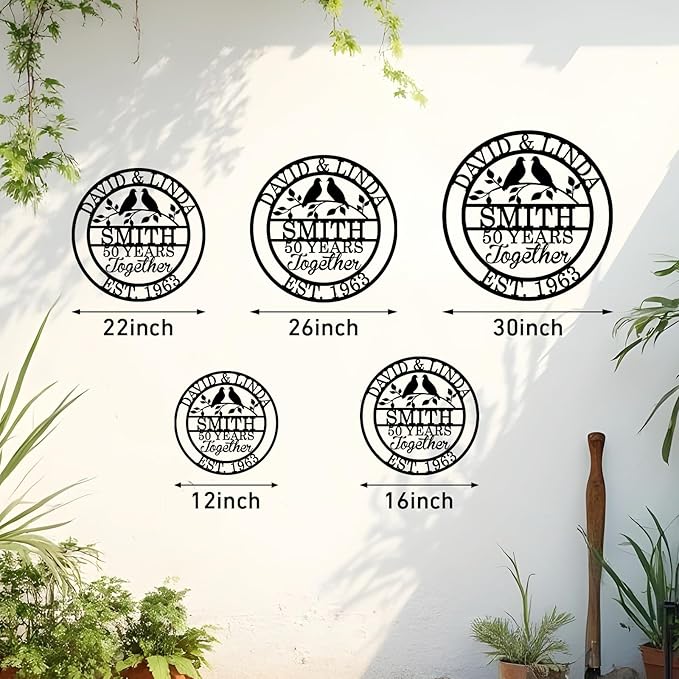 Personalized Wedding Anniversary Metal Signs | Custom Name Metal Sign | 50th 60th 40th 30th 25th or Any Year Metal Sign Wedding Gift | Metal Wall Art | Anniversary Gift for Couple Parents