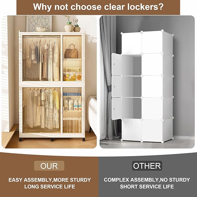 Portable Closet Wardrobe, Foldable Clothes Organizer with 6Cubes Storage, Easy Assemble Clothing Organizer with Magnet Doors, Wardrobe Storage Cabinet For Kids,Baby,Adult (36"L x 62"H(Upgrade))