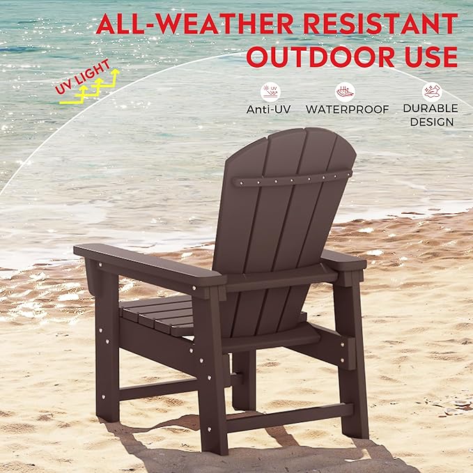 Costaelm Paradise Kids 5-Piece HDPE Outdoor Square Patio Dining Table and Chairs Set, Dark Brown