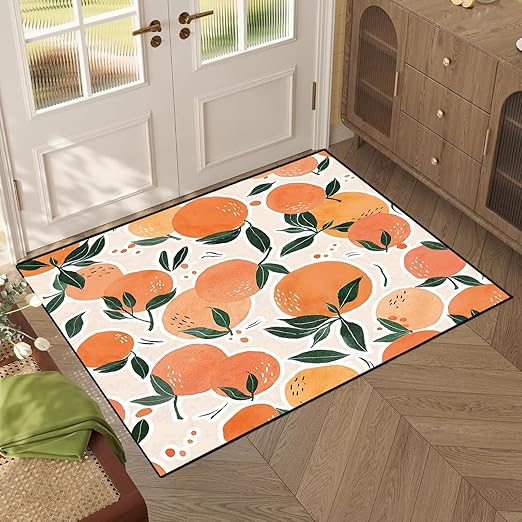 Fruit Orange Rug Tangerine Area Rugs for Bedroom Dorm Living Room Citrus Throw Rug Floor Mat Pad Doormat Carpet, 5' x 7'(150 x 210cm)