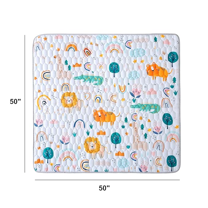 Baby Play Mats for Floor, 50"×50" Playpen Mat, Thick Cushioning Padding Foam Playmat, Washable Crawling Mat for Baby and Toddlers Infants to Play and Learn