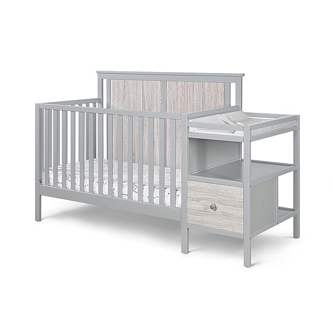 Suite Bebe Connelly 4-in-1 Crib and Changer Combo in Gray/Rockport Gray