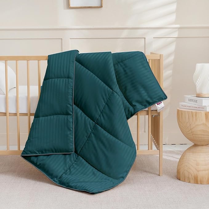 ZPECC Toddler Down Alternative Comforter, 39x47 Hypoallergenic Baby Blanket Quilt, Soft Breathable Lightweight All Season Kids Duvet Insert for Crib Stroller Cot Daycare, Teal