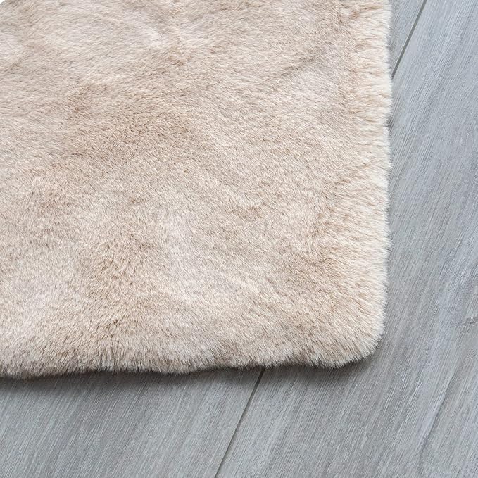 Light Brown Beige Plush Shag Area Rugs 8x10 Rugs for Living Room Boho Fluffy Large Rabbit Fuzzy Fur Rug for Bedroom Nursery Rug