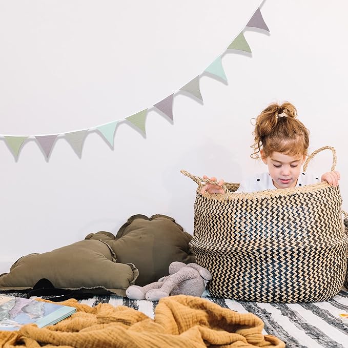 Pennant Banner Flags,Infant and toddler room decoration pennant,for Nursery Decor Baby Birthday Boho Wedding Shower Party Event (Colorful triangular flag banner95)