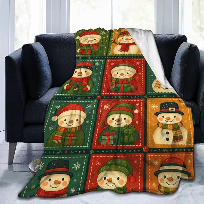 Snowman Blanket Cute Christmas Snowman Winter Fuzzy Plush Super Fleece Plush Soft Cozy Warm Stuff Bedding Toddler Nursery Baby Blankets Gifts for Boys Girls Kids Adult Men Women 40"X50"