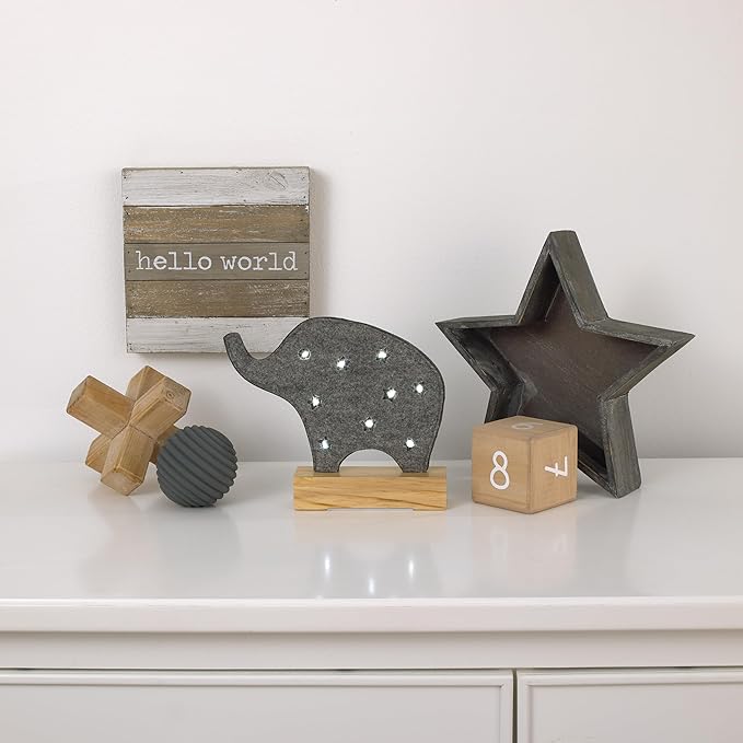 Little Love by NoJo LED Lighted Nursery Décor - Adorable Brown Bear Design with Natural Wood Base