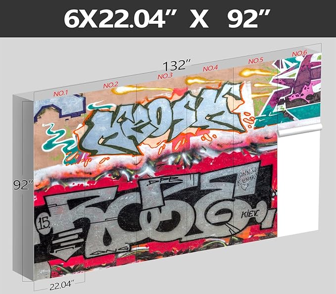 XMPMBM-Graffiti Art backsplash Large Decorative Wallpaper Bedroom Bathroom Nursery Room Wall Mural- W 132" X H 92"(93 Square Foot)