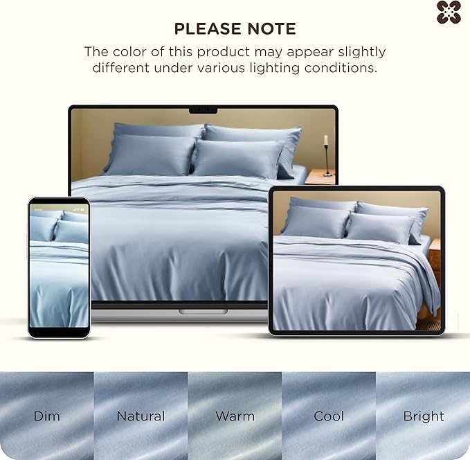 Bedsure Cooling Duvet Cover King Size, Cotton & Rayon Derived from Bamboo Blend Duvet Cover Set for Hot Sleepers,Ultra-Soft, Breathable & Lightweight Home Bedding for All Seasons (Light Blue,104"x90")
