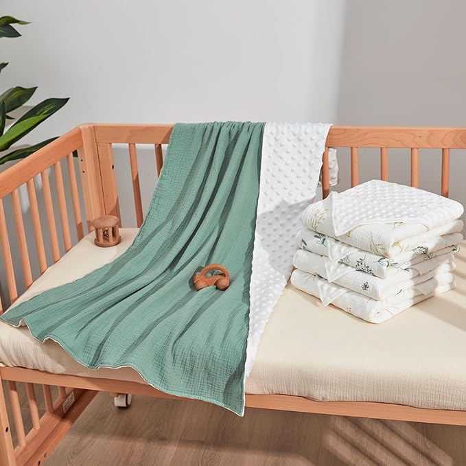JELLYMONI Muslin Baby Blanket for Newborns, Double-Layer Soothing Raised Dots, Ultra-Soft Lightweight Receiving Blanket 1-Pack, Breathable Nursery Swaddle, 30x40 Inch
