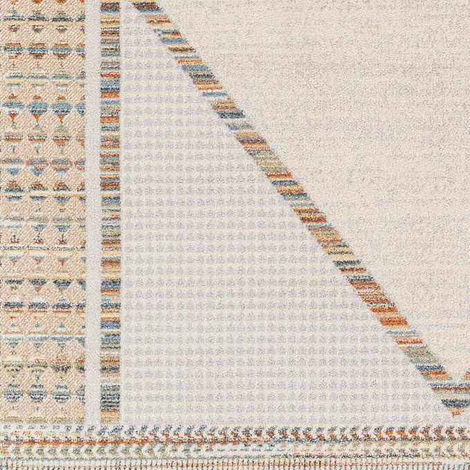 Mark&Day Washable Rugs, 9x12 El Dorado Global Beige Area Rug, Beige Brown Carpet for Living Room, Bedroom or Kitchen (9'2" x 12', Machine Washable)