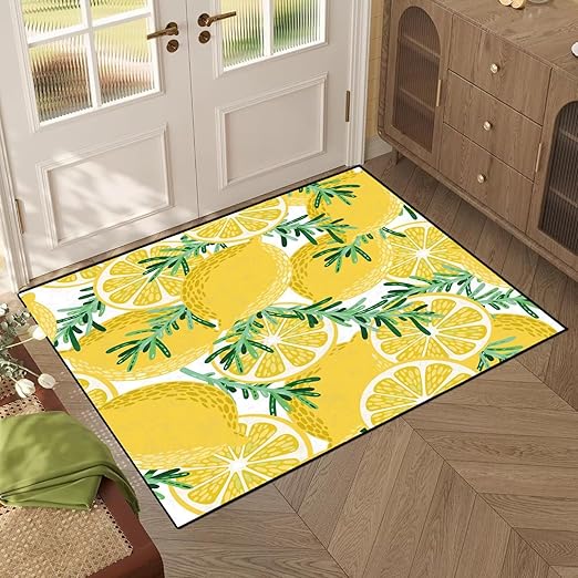 Lemon Rug Yellow Area Rugs for Bedroom Dorm Living Room Lemon Tree Throw Rug Floor Mat Pad Doormat Carpet, 6' x 9'(180 x 275cm)