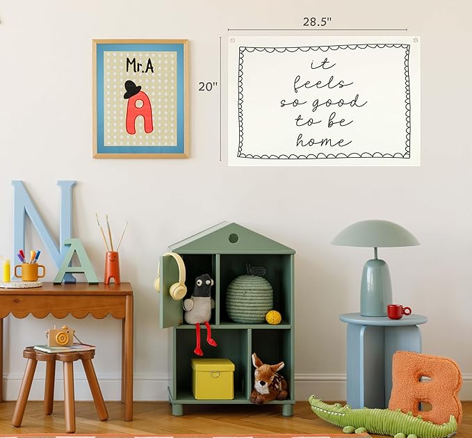 Boho Daily Reminders Affirmation Poster Rectangular Banner Flag Wall Decor Gift for Women Men,Farmhouse Entryway Living Room Bedroom Dorm Decor-It feels so good to be home-Birthday Christmas Gift