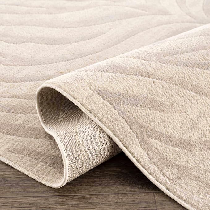Hauteloom Manteca Animal Zebra Print Area Rug for Living Room Bedroom Dining Room - Distressed Faded Style - Cream, White, Beige, Gray - 6'7" x 9' (6x9)