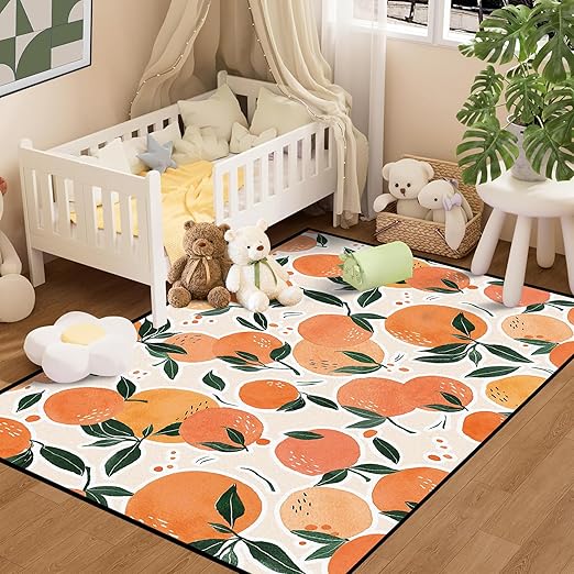 Fruit Orange Rug Tangerine Area Rugs for Bedroom Dorm Living Room Citrus Throw Rug Floor Mat Pad Doormat Carpet, 3' x 5'(90 x 160cm)