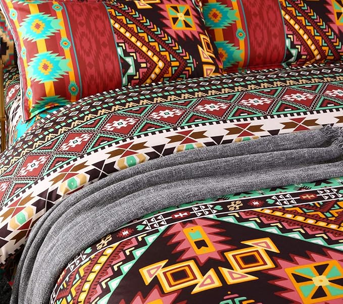 Dodou Boho Style Bedding Set Boho Duvet Cover Set Bohemian Bedding Set 3psc (Full)