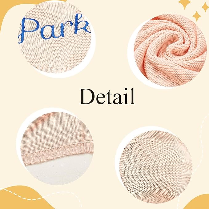 Luxury Personalized Baby Blanket, Soft Breathable Cotton Knit, Custom Embroidered Name Blanket, Newborn Baby Gift, Baby Shower Present, Gifts for New Mom, Baby Girl & Boy Style 1