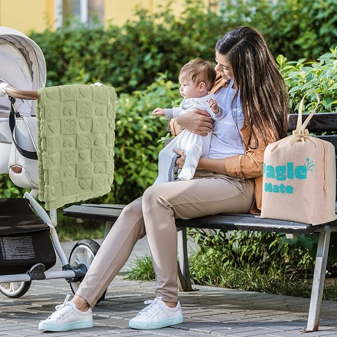 4 Pcs Baby Blankets for Boys Soft Toddler Small Blanket for Daycare, Fleece Kid Mini Blanket for Crib Baby Shower, 30 X 40, Green