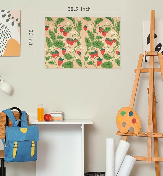 Boho Rectangular Banner Flag Wall Sign Decor Gift for Baby Boy Girl Kids,Nursery Baby Room Above Crib Bedroom Playroom Living Room Wall Decor-Strawberry Theme-Baby,Shower Birthday Christmas Gift