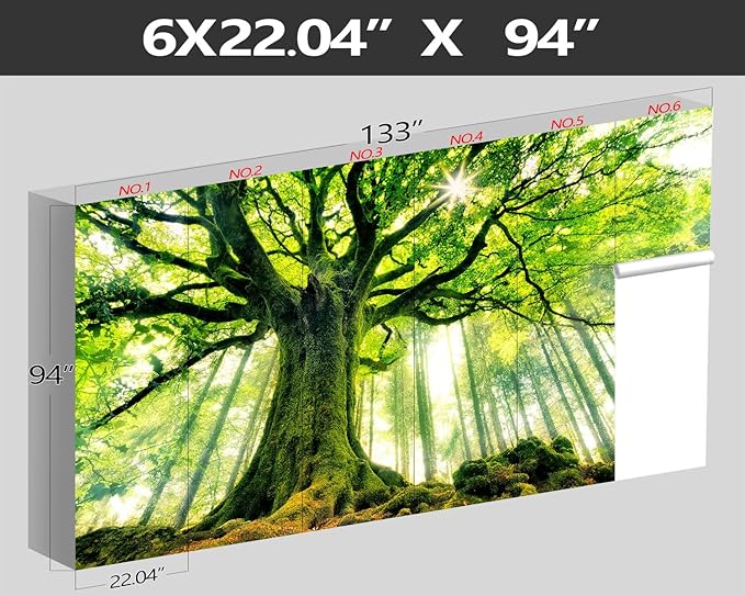 XMPMBM-Green Forest backsplash Large Decorative Wallpaper Large Tree Bedroom Bathroom Wall Mural- W 132" X H 92"(93 Square Foot)