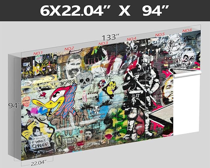 XMPMBM-Graffiti Art backsplash Large Decorative Wallpaper Bedroom Bathroom Nursery Room Wall Mural- W 132" X H 92" M - W 132" X H 92"(93 Square Foot)