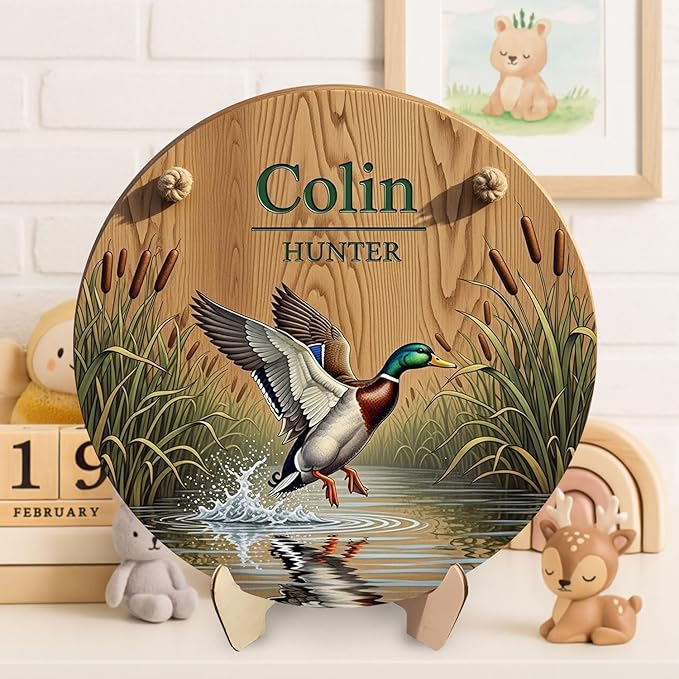 Custom Duck Hunting Wooden Name Sign – Personalized Rustic Wall Decor for Boys Room, Cabin, or Outdoor-Themed Nursery Decoration Home Decor