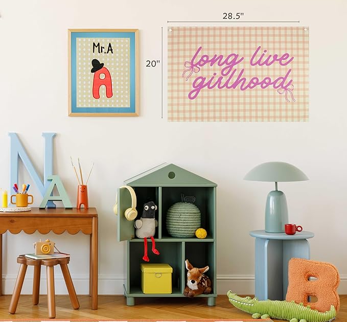 Girl Boho Rectangular Banner Flag Wall Decor Gift for Baby Girl Kids,Nursery Classroom Homeschool Playroom Reading Room Decor-Long Live Girlhood-Baby Present Shower,Birthday Christmas Gift