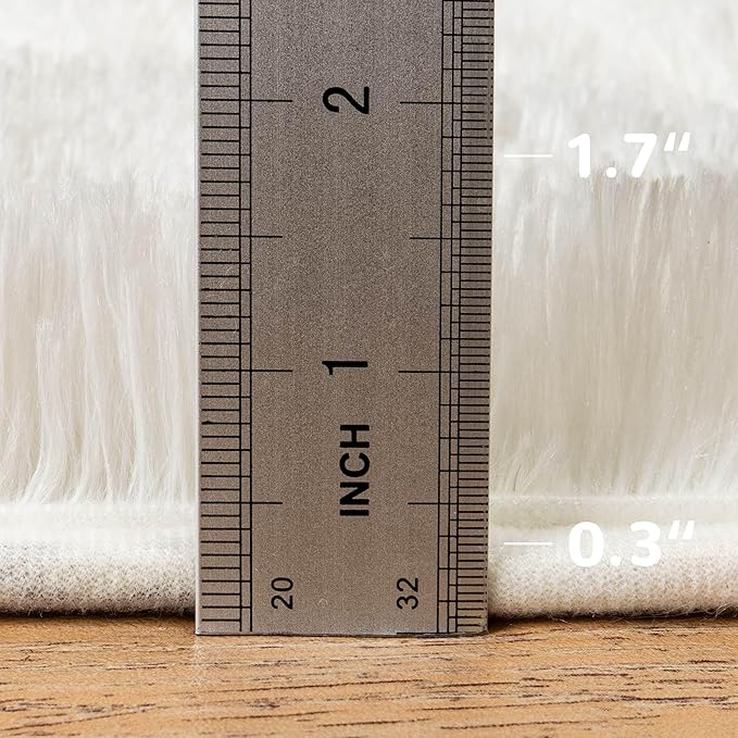 Round Cream Fluffy Rug - 3FT Super Soft Circle Rug for Kids & Nursery - Shaggy Plush Fuzzy Carpet for Boys & Girls Rooms