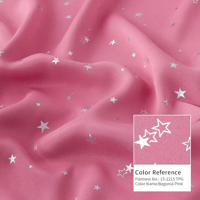 BGment Kids Blackout Curtains for Bedroom, Rod Pocket Room Darkening Curtains Decoration Thermal Insulation Window Drapes for Nursery, Children Room, 2 Panels, Each 52 x 45 Inch, Pink