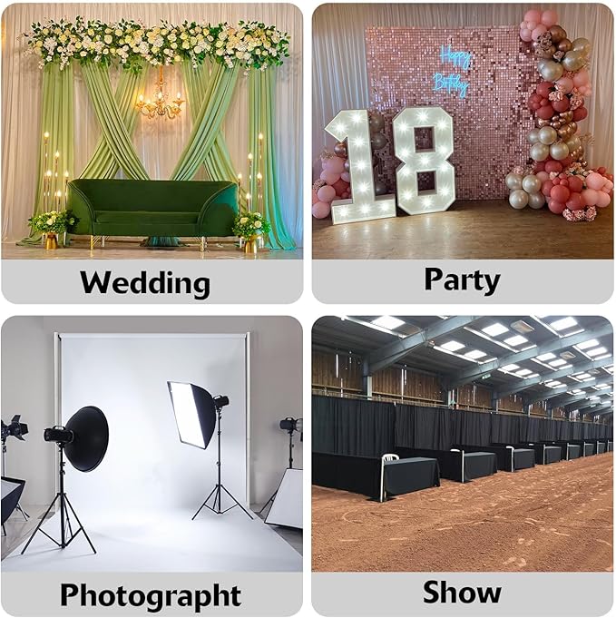 Hecis10ftx10ft Double Crossbar Pipe and Drape Stand, Heavy Duty Backdrop Stand, Adjustable Metal Background Stand for Parties Birthday Party Baby Shower Wedding Decorations