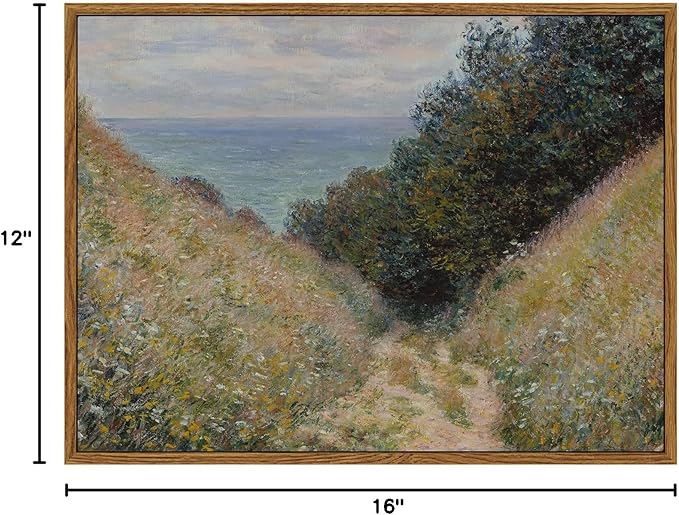 ARPEOTCY Framed Canvas Wall Art Prints, 12x16 Inch, Vintage Monet Landscape Prints for Wall Decor, Rustic Farmhouse Hanging Art for Bedroom, Living Room, Bathroom, Office Shelf Decorations