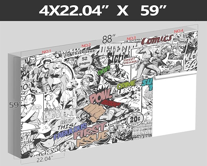 XMPMBM-Cartoon Hand-Painted Comics Nursery Room Fabric Wallpaper Kids Gaming Room Graffiti Bedroom Wall Mural-W 88" X H 59"(36 Square Foot)