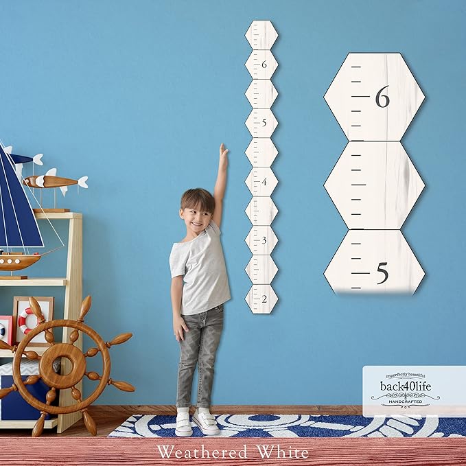 Farmhouse Style Wooden Kids Growth Chart Ruler for Boys and Girls