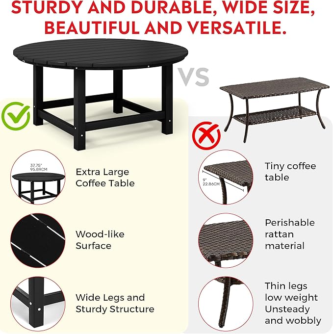 Costaelm Kids Dinner Table, Toddler Play Desk Student Desk Outdoor Childrens Picnic Tables for Children Arts & Crafts, Snack Time, Multi-Activity Table for Ages 2-8 in Home/Outside, Black