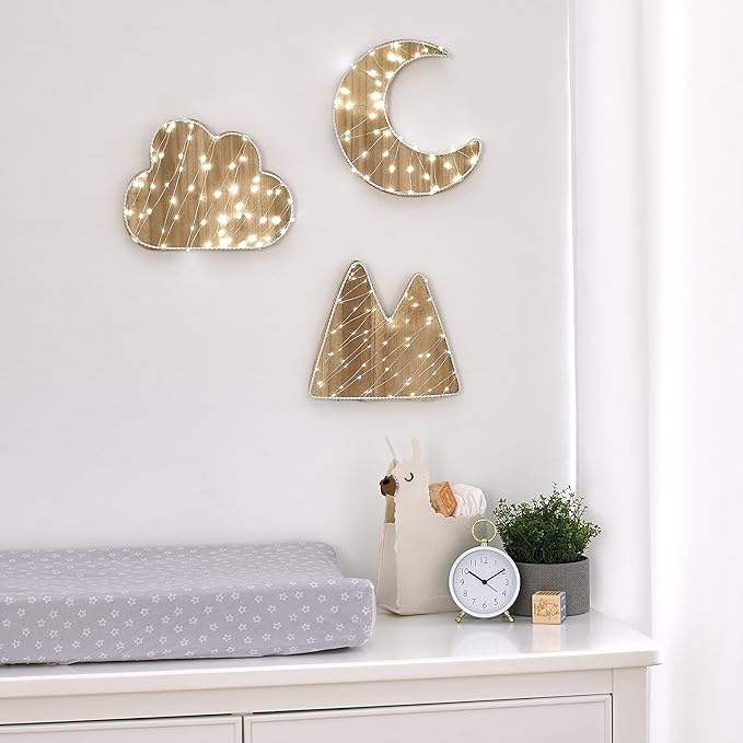 Little Love by NoJo Mountain Shaped Lighted LED Natural Wood Wall Decor